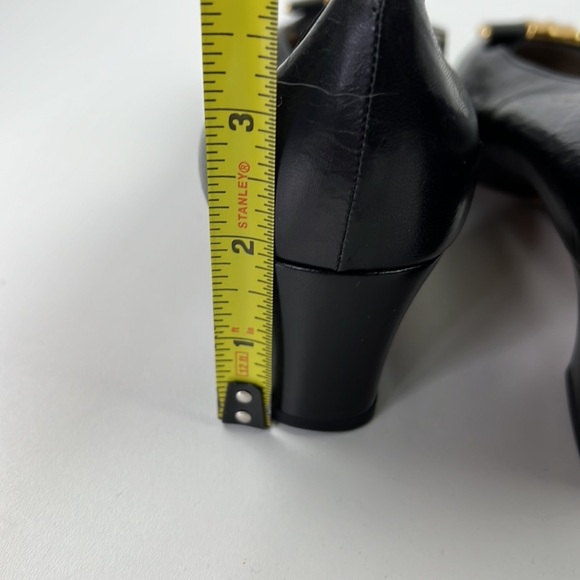 el corte ingles black leather kitten heel shoes with gold bow size 37 - Picture 11 of 11